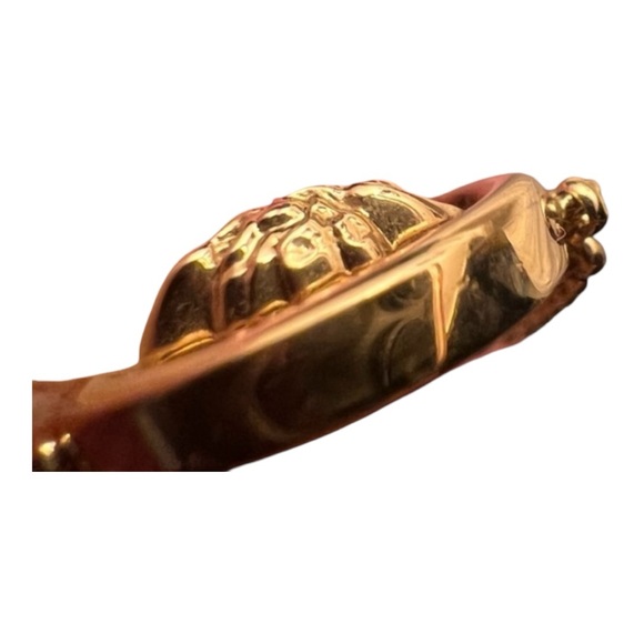 Rare Versace Authentic Medusa Baroque 18K Au750 Gold Onyx Chain Pinky Ring - Picture 5 of 7